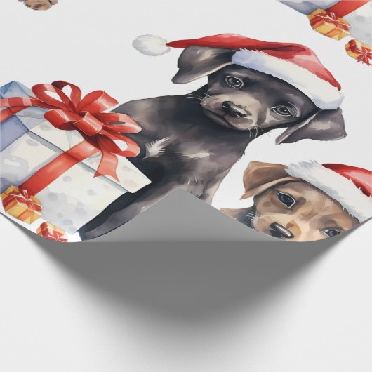 Kersthond met cadeaus inpakpapier (Hoek)