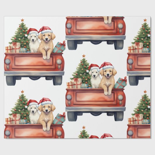 Kersthond met cadeaus inpakpapier (Vlak)