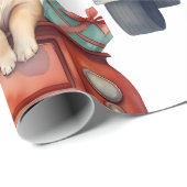 Kersthond met cadeaus inpakpapier (Rol Hoek)