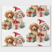 Kersthond met cadeautjes cadeaupapier (Vlak)