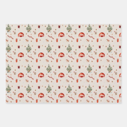 Kersthond met feestdag voor kerstcadeautje met ker inpakpapier vel (Voorkant 2)