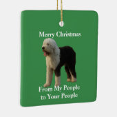 Kersthond met feestelijke boodschap keramisch ornament (Rechts)