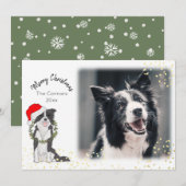 Kersthond met foto-rand collie feestdagenkaart (Voorkant / Achterkant)