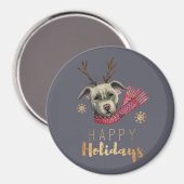 Kersthond met gewei Waterverf Illustratie Magneet (Voorkant / Achterkant)