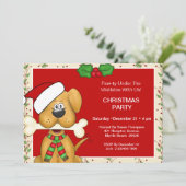 Kersthond met kerstfeestfeest kaart (Staand voorkant)
