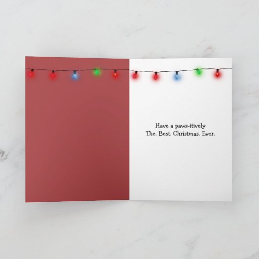 kersthond met kerstmanshat kaart (Binnen)