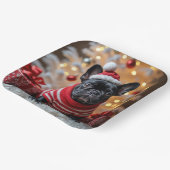 kersthond met kerstmanshat papieren bordje (Gebogen)