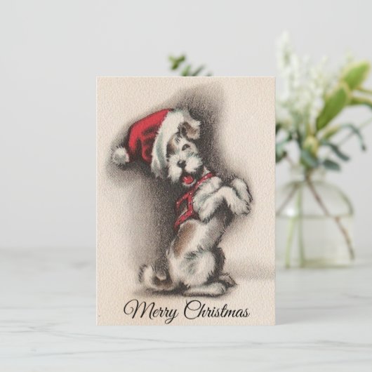 kersthond met kerstmis met kerstmis feestdagenkaart (Staand voorkant)