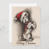  kersthond met kerstmis met kerstmis feestdagenkaart (Voorkant / Achterkant)