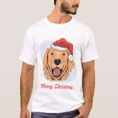 Kersthond met kerstmuts t-shirt (Voorkant)