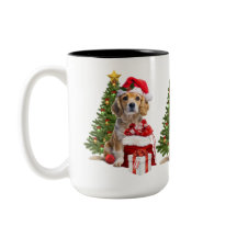 Kersthond met kerstmuts