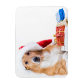 Kersthond met mierkleurige cadeaus magneet (Verticaal)