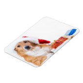Kersthond met mierkleurige cadeaus magneet (Linkerzijde)