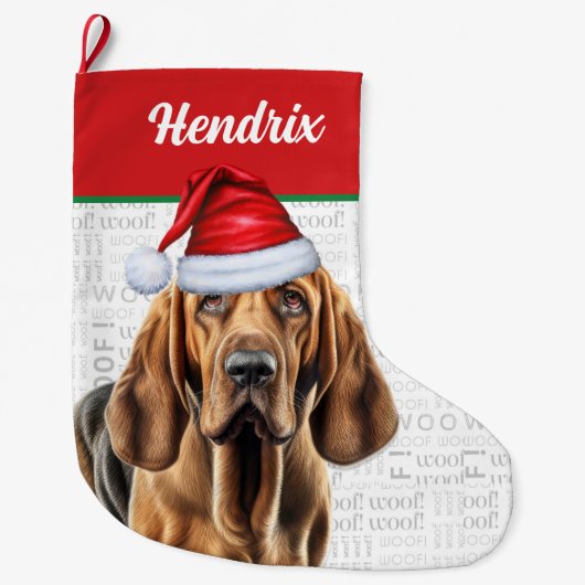 kersthond met naam achtergrond grote kerstsok (Voorkant)