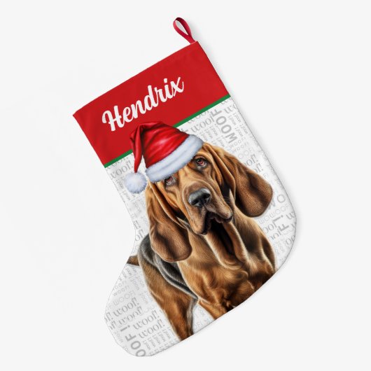 kersthond met naam achtergrond grote kerstsok (Achterkant (Hangend))
