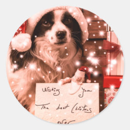 KERSTHOND MET Santa hat STICKER