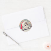 KERSTHOND MET SANTA HOED Sticker (Envelop)