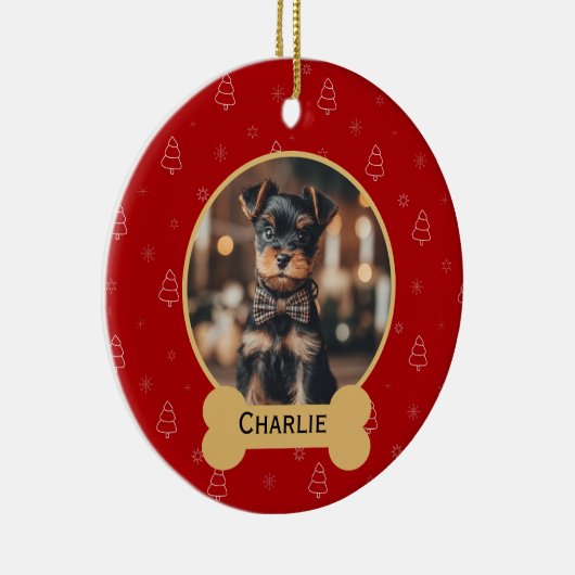 Kersthond Naam Kerstcadeau Keramisch Ornament (Rechts)