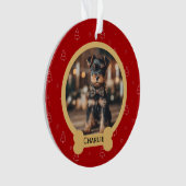 Kersthond Naam Rode Kerstsouvenir Ornament (voorkant)