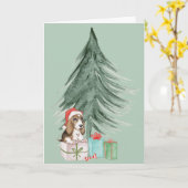 kersthond op cadeau kaart (Gele Bloem)