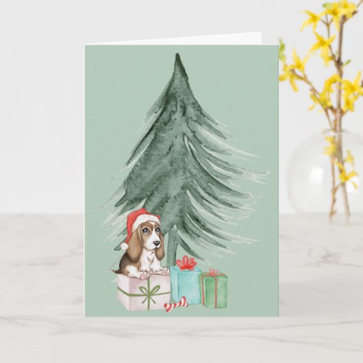 kersthond op cadeau kaart (Gele Bloem)