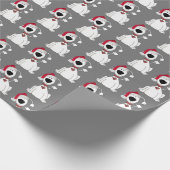 Kersthond op grijs cadeaupapier (Hoek)