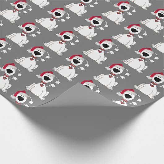 Kersthond op grijs cadeaupapier (Hoek)