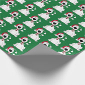 Kersthond op groen cadeaupapier (Hoek)