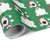 Kersthond op groen cadeaupapier (Rol Hoek)