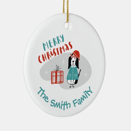 Kersthond op maat keramisch ornament (Rechts)