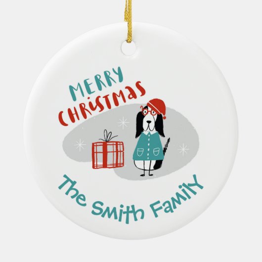 Kersthond op maat keramisch ornament (Achterkant)