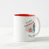 Kersthond op maat tweekleurige koffiemok (Voorkant rechts)