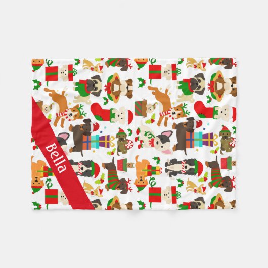Kersthond Pet Fleece Deken (Voorkant (Horizontaal))