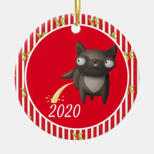 Kersthond Pleisters Covid Grappig 2020 Keramisch Ornament (Voorkant)