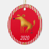 Kersthond Poepend Corona Grappig 2020 Keramisch Ornament (Links)