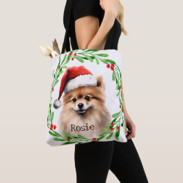 Kersthond Pommerse Feestdagen Pet Decor Tote Bag
