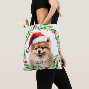 Kersthond Pommerse Feestdagen Pet Decor Tote Bag