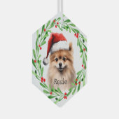 Kersthond Pommerse Feestdagen Pet Glas Ornament (Voorkant Rechts)