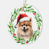 Kersthond Pommerse Feestdagen Pet Keramisch Ornament (Links)