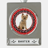 Kersthond Portret Favoriete foto-sjabloon Verzilverd Banner Ornament (Voorkant)