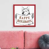 Kersthond: Prettige feestdagen! Canvas Afdruk (Insitu (Woonkamer))