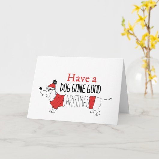 Kersthond Puns Santa Dogs Dog Gone Good Christus Kaart (Gele Bloem)