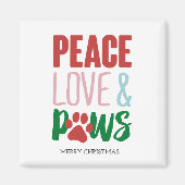 Kersthond Puns Santa Dogs Peace Love and Paws Magneet (Voorkant)