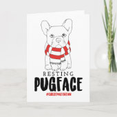 Kersthond Puns Santa Dogs Resting Pug Face Kaart (Voorkant)