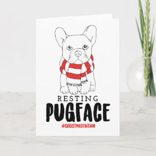 Kersthond Puns Santa Dogs Resting Pug Face Kaart