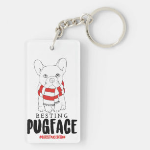 Kersthond Puns Santa Dogs Resting Pug Face Sleutelhanger