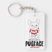 Kersthond Puns Santa Dogs Resting Pug Face Sleutelhanger (Voorkant)