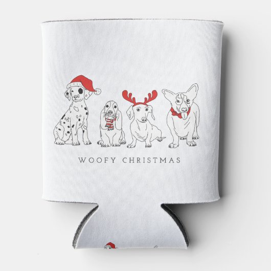 Kersthond Puns Santa Dogs Woofy Kerstmis Blikjeskoeler (Voorkant)