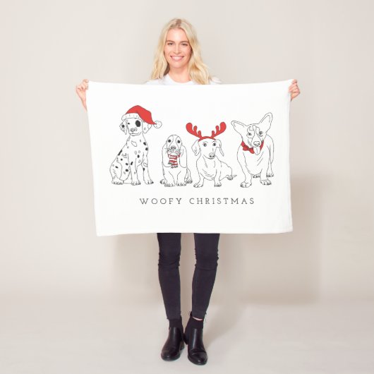 Kersthond Puns Santa Dogs Woofy Kerstmis Fleece Deken (In situ)