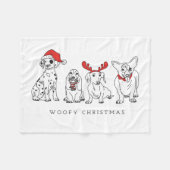 Kersthond Puns Santa Dogs Woofy Kerstmis Fleece Deken (Voorkant (Horizontaal))